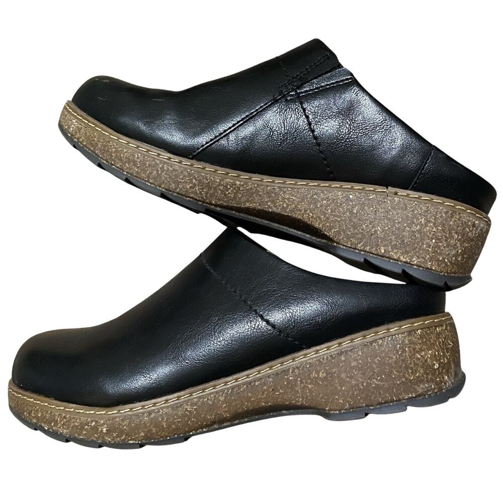 Shibever Leather Mules Wedge Clog Sz 8.5 M Black Dress Shoes Nurse Platform